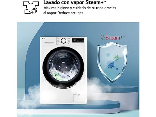 Lavadora carga frontal - LG F4WR5009A6W, Serie 500, 9kg, 1400rpm, 12 programas, AI Direct Drive™, vapor Steam™, Blanco - Imagen 5