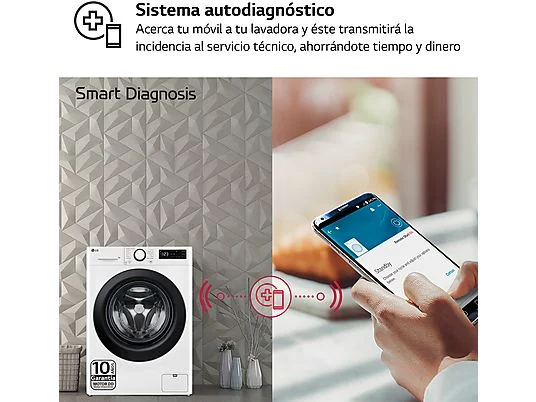 Lavadora carga frontal - LG F4WR5009A6W, Serie 500, 9kg, 1400rpm, 12 programas, AI Direct Drive™, vapor Steam™, Blanco - Imagen 7