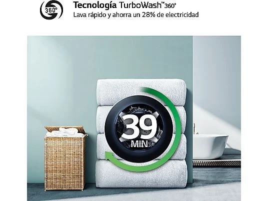 Lavadora carga frontal - LG F4WR7009AGS, Serie 700, 9 kg, 1400 rpm, 14 Programas, AI Direct Drive™, TurboWash™360˚, Inox - Imagen 5