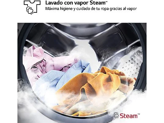Lavadora carga frontal - LG F4WR7009AGS, Serie 700, 9 kg, 1400 rpm, 14 Programas, AI Direct Drive™, TurboWash™360˚, Inox - Imagen 6