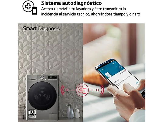 Lavadora carga frontal - LG F4WR7009AGS, Serie 700, 9 kg, 1400 rpm, 14 Programas, AI Direct Drive™, TurboWash™360˚, Inox - Imagen 8