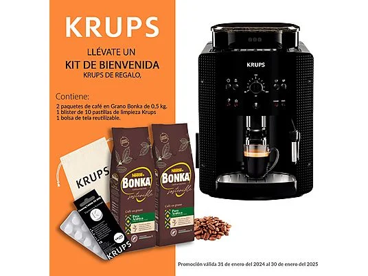 Cafetera superautomática - Krups Roma EA81K870, 1450 W, 15 bar, 1.7 L, 3 temperaturas, 2 tazas, Sistema Thermoblock, Kit de limpieza incluido, Negro - Imagen 2