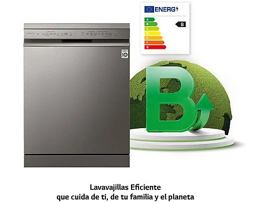 Lavavajillas - LG DF365FPS, 14 servicios, 10 programas, 60 cm, Lavado a vapor, Tercera bandeja, Truesteam™, QuadWash™, Acero inoxidable Antihuellas - Imagen 2