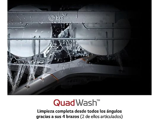 Lavavajillas - LG DF365FPS, 14 servicios, 10 programas, 60 cm, Lavado a vapor, Tercera bandeja, Truesteam™, QuadWash™, Acero inoxidable Antihuellas - Imagen 4