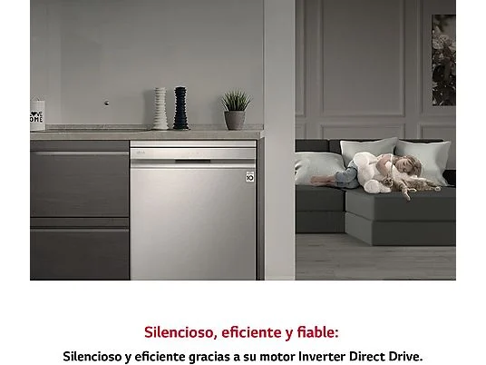 Lavavajillas - LG DF365FPS, 14 servicios, 10 programas, 60 cm, Lavado a vapor, Tercera bandeja, Truesteam™, QuadWash™, Acero inoxidable Antihuellas - Imagen 7