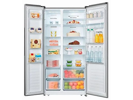 Frigorifico americano - HONEST H760DXVIN, Doble puerta, 505 L, Dispensador de Agua, Altura 178 cm, Plata - Imagen 3